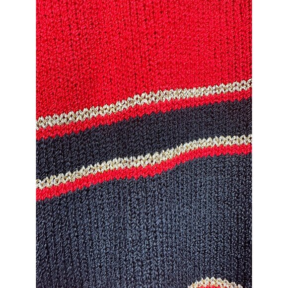 Antonella Preve Red & Black Knit Jumpsuit With Gold Accents & Zebra Pattern Sz L - Picture 7 of 11